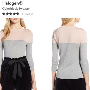 Grey and sparkly pink Halogen sweater